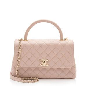 Chanel Caviar Leather Coco Top Handle Small Flap Bag